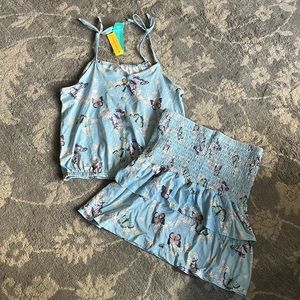 🦋 NWT Society and Stitch girls size large skirt and tank top set cutest ever